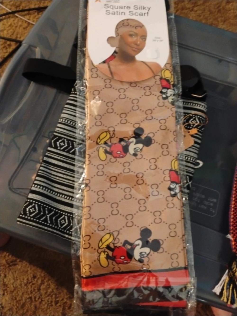 Beige Mickey Mouse Satin Scarf Hair Accessory